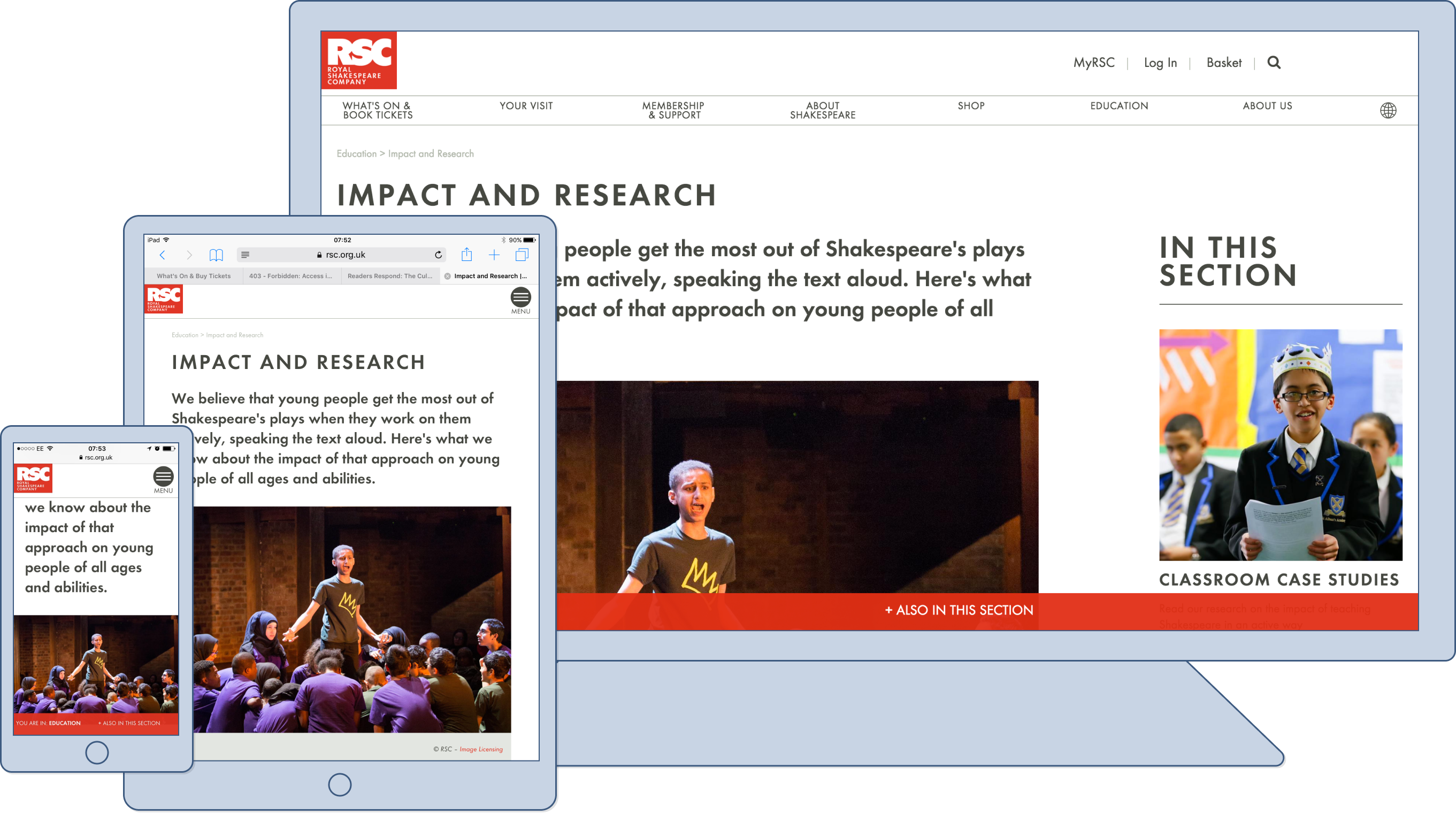 Impact & Research page from RSC website on a variety of devices